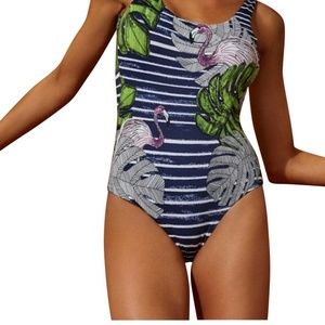 ONIA - FLAMINGO STRIPE KELLY ONE-PIECE SWIMSUIT